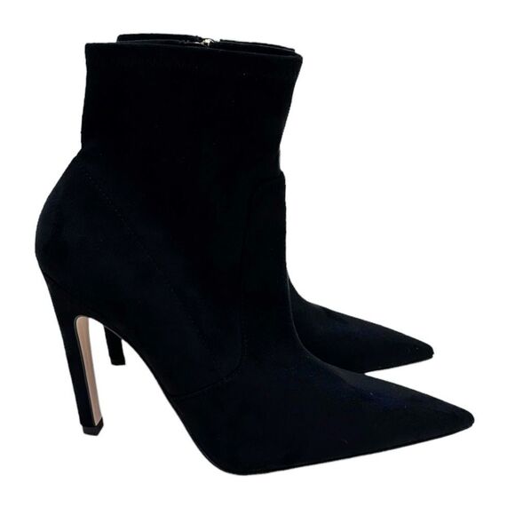 NWOB RARE GOOD AMERICAN Black Faux Suede Booties - Picture 7 of 10